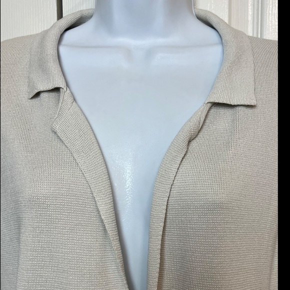 EILEEN FISHER Cardigan Sweater Duster Long Ivory White Silk Organic Open Large - Picture 3 of 7